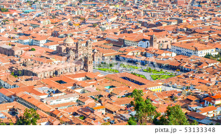Aerial view of Cathedral on Plaza de Armas, Cusco, Peru 53133348