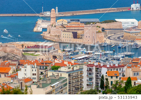 Marseilles. Aerial view of the fort of St. John and the harbor. 53133943