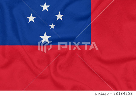 Flag of Samoa on textured fabric. Patriotic symbol 53134258
