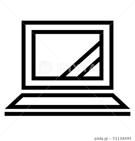 シャープな細い線のアイコン ノートパソコン ラップトップ ウェブデザイン用 のイラスト素材