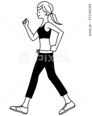 女性-ウォーキング-スリム-黒 53140289