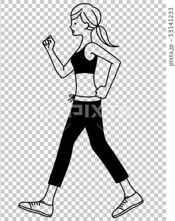 女性-ウォーキング-スリム-黒 女性-ウォーキング-スリム-黒 53141233