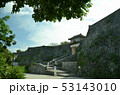 世界遺産首里城の琉球石灰岩で築いた優美な城壁と久慶門 53143010
