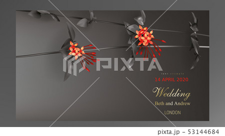 Tropical black and gold leaves on dark background 53144684