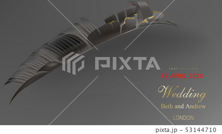 Tropical black and gold leaves on dark background 53144710