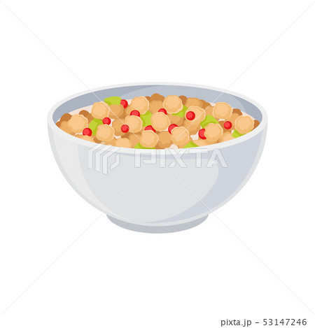 Crispy balls in a ceramic bowl close-up. Vector illustration on white background. Crispy balls in a ceramic bowl close-up. Vector illustration on white background. 53147246