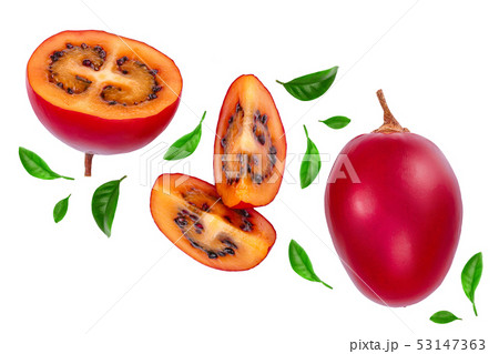 Fresh tamarillo fruit isolated on white background. Top view. Flat lay 53147363