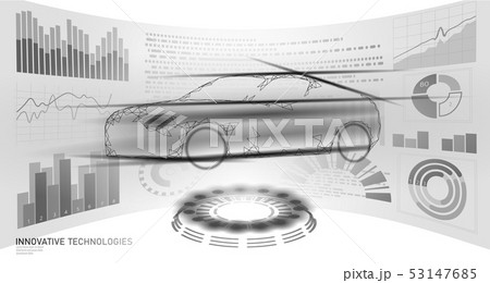Low poly car automation diagnostics technology. Industrial data analisys business factory HUD Low poly car automation diagnostics technology. Industrial data analisys business factory HUD 53147685