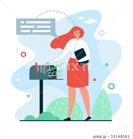 Flat Banner Waiting for Mail Vector Illustration. 53148561