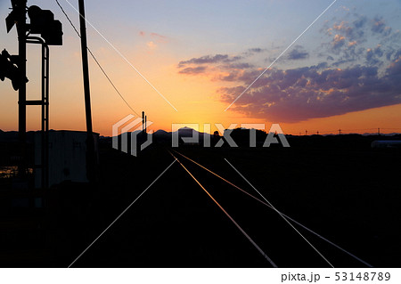 北条鉄道 夕景 【 網引駅付近 】 兵庫県加西市 北条鉄道 夕景 【 網引駅付近 】 兵庫県加西市 53148789