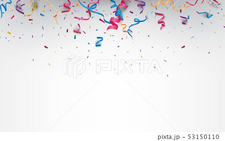 Falling colorful confetti and ribbon 53150110