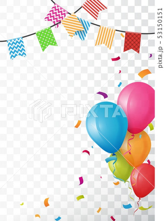 Colorful birthday balloon with bunting flags Colorful birthday balloon with bunting flags 53150151