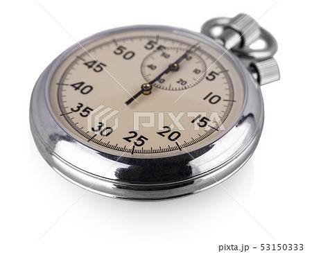 The old stopwatch isolated on white business 53150333