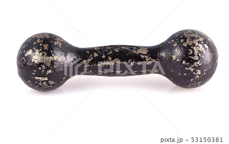 The two metal old dumbbells on a white background 53150381
