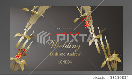 Tropical black and gold leaves on dark background 53150834