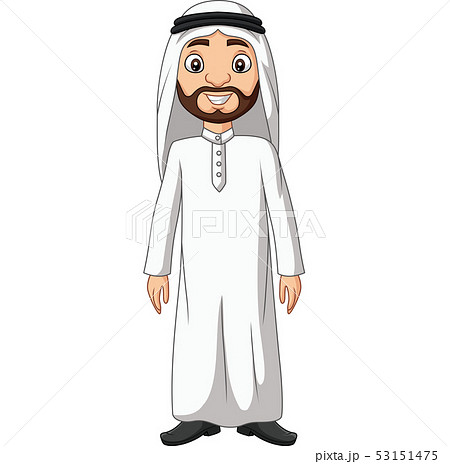 Cartoon Saudi Arab man in white clothes - Stock Illustration [53151475] -  PIXTA