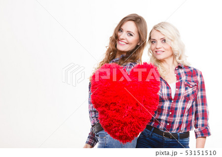 adult daughter and mother with heart love sign adult daughter and mother with heart love sign 53151510