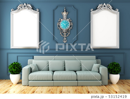 luxury room interior with sofa in room blue wall luxury room interior with sofa in room blue wall 53152419
