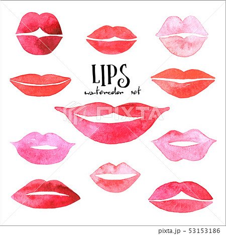 Watercolor lips set. 53153186