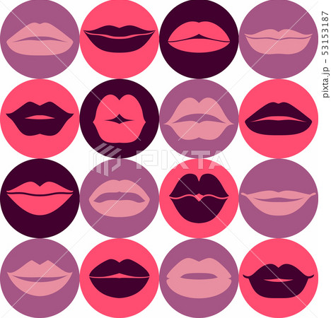 Flat design of lips. Seamless pattern of icon. 53153187