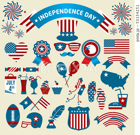 Et Of Color Independence Day Vector Iconsのイラスト素材 53154251