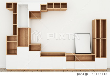 Cabinet design mockup in modern empty room,white 53156418