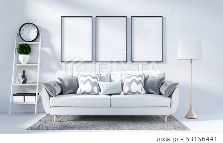 White Living room interior in scandinavian style White Living room interior in scandinavian style 53156441