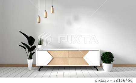Tv cabinet in modern empty room Japanese 53156456