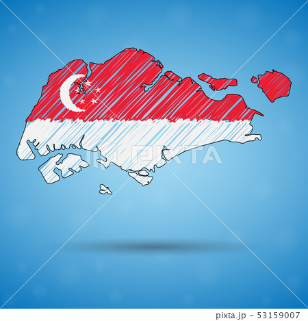Scribble map of Singapore. Sketch Country map for infographic, brochures and presentations, Stylized Scribble map of Singapore. Sketch Country map for infographic, brochures and presentations, Stylized 53159007