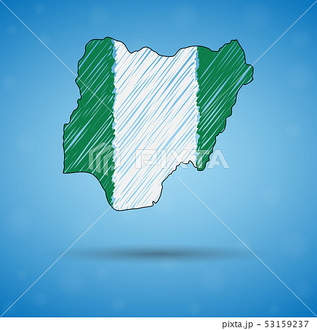 Scribble map of Nigeria. Sketch Country map for infographic, brochures and presentations, Stylized 53159237