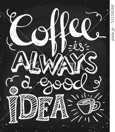 Vector poster with Coffee is always a good idea lettering 53159266