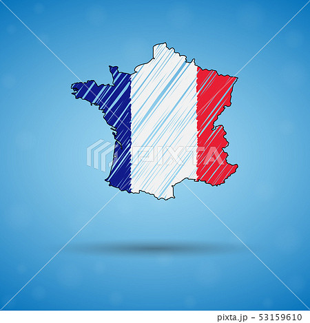 Scribble map of France. Sketch Country map for infographic, brochures and presentations, Stylized Scribble map of France. Sketch Country map for infographic, brochures and presentations, Stylized 53159610