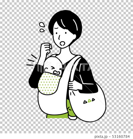 赤ちゃんを連れて買い物に行く主婦 53160784