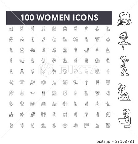Women line icons, signs, vector set, outline illustration concept Women line icons, signs, vector set, outline illustration concept 53163731