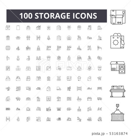 Storage line icons, signs, vector set, outline illustration concept Storage line icons, signs, vector set, outline illustration concept 53163874