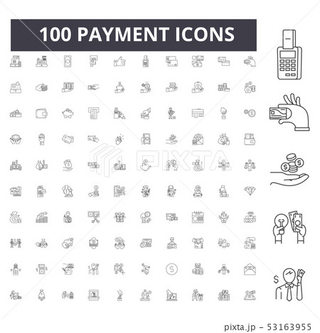 Payment line icons, signs, vector set, outline illustration concept  53163955