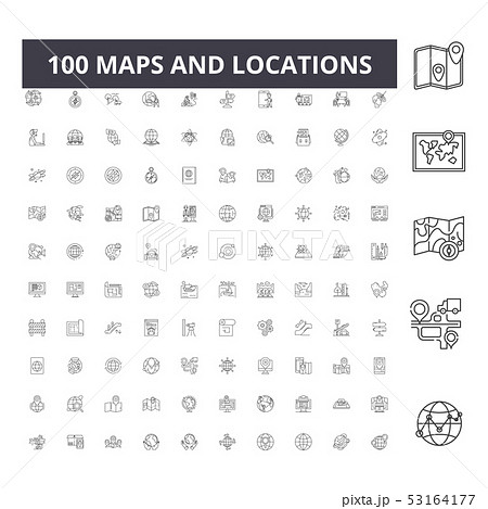 Maps and locations line icons, signs, vector set, outline illustration concept  53164177
