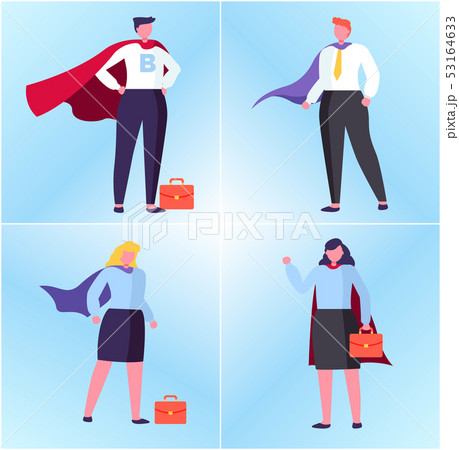 Winner or Superhero Man and Woman, Worker Vector 53164633