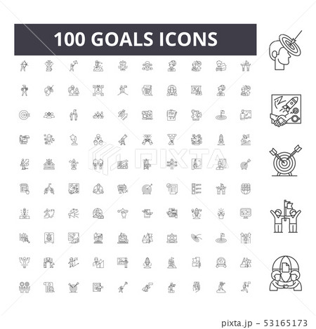 Goals line icons, signs, vector set, outline illustration concept  53165173
