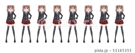 Anime manga student girl in blazer and red skirt Anime manga student girl in blazer and red skirt 53165355