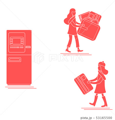 Girls use ATM services Personal finance management 53165500
