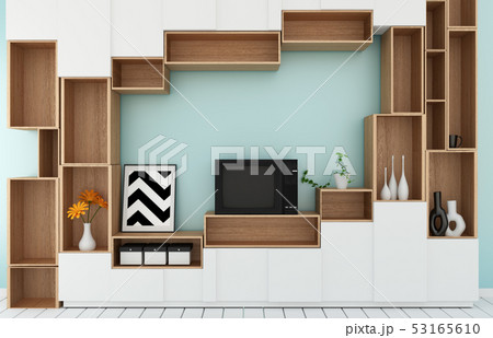 Tv shelf in mint room modern tropical style 53165610