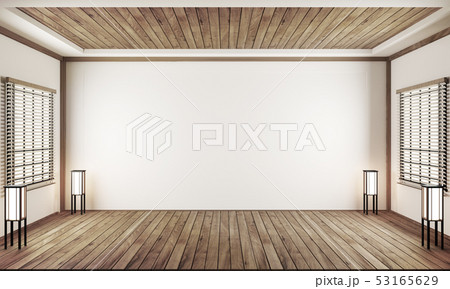 indoor empty room japan style. 3D rendering indoor empty room japan style. 3D rendering 53165629