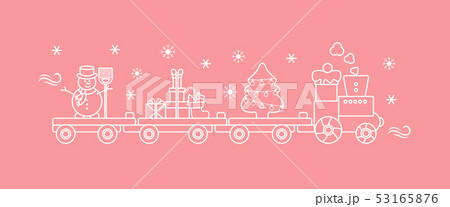 Train carries Christmas tree, snowman, gifts 53165876