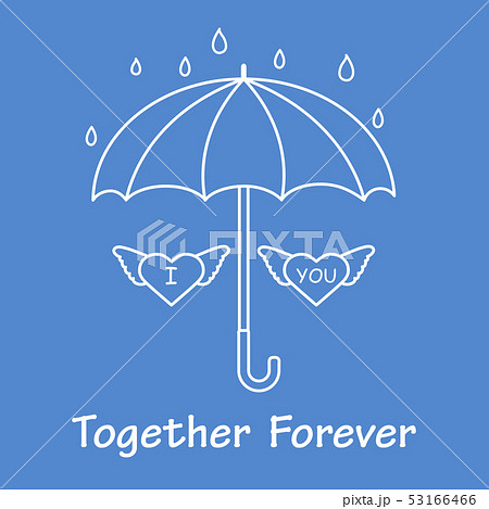 Two hearts with wings under an umbrella 53166466