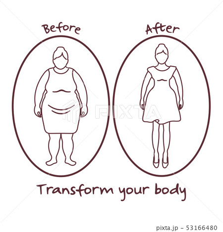 Fat woman and shapely woman Transform your body. Fat woman and shapely woman Transform your body. 53166480