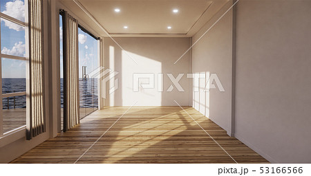 Sea view living room with empty room. 3D rendering Sea view living room with empty room. 3D rendering 53166566