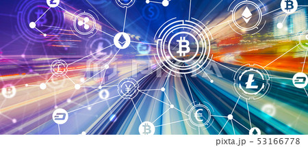 Cryptocurrency theme with high speed motion blur Cryptocurrency theme with high speed motion blur 53166778