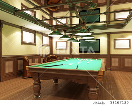 Billiard room in classical style with wooden 53167189