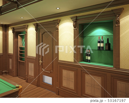 Billiard inventory in niches for playing 53167197